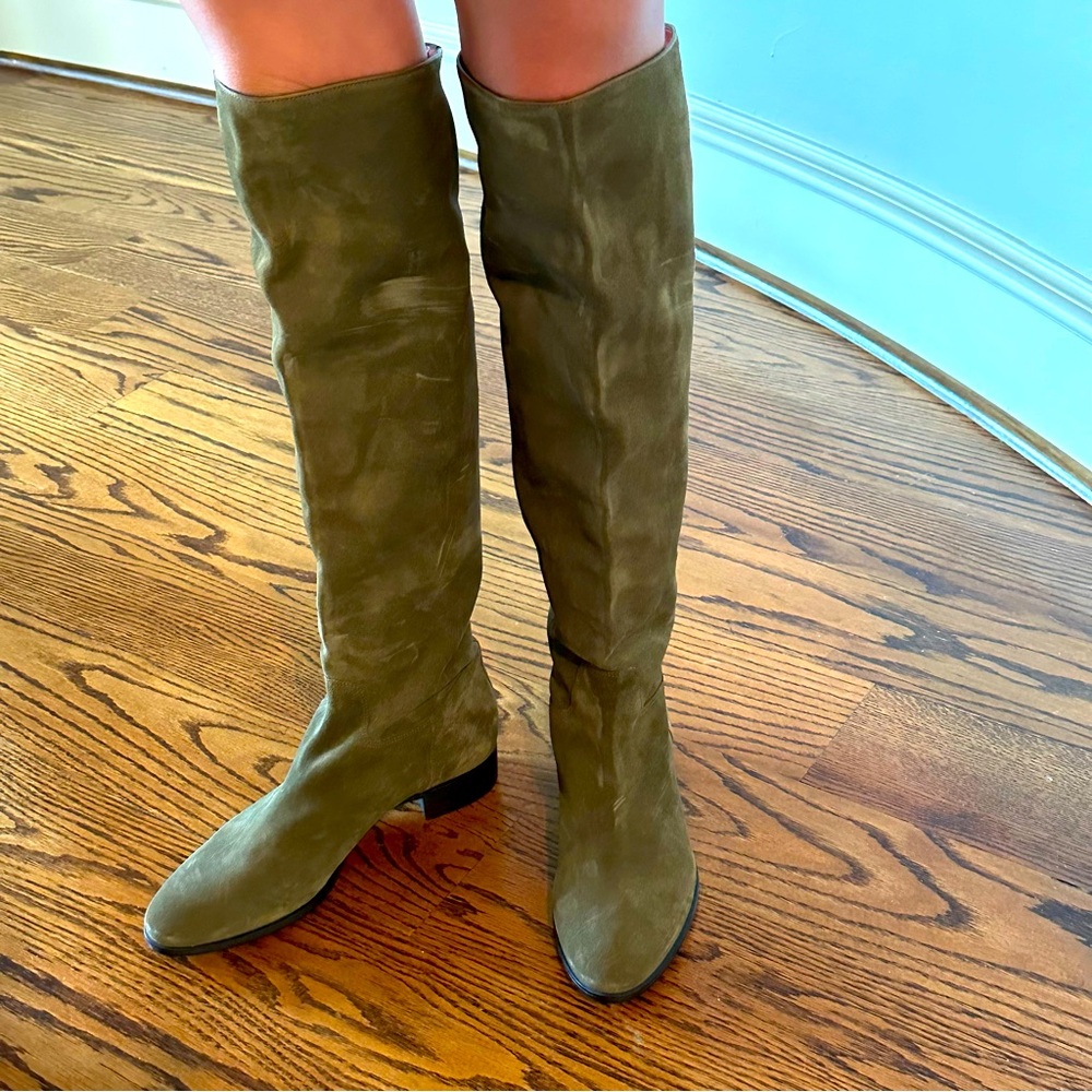 SANTONI Olive Green Knee-High Women's Boots Size 40🌸